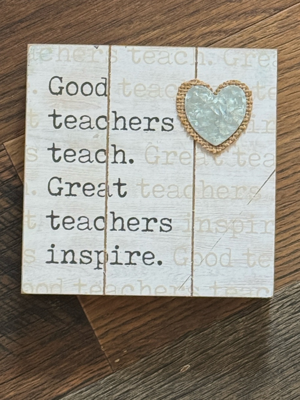 Teacher Appreciation Block Sign with Heart